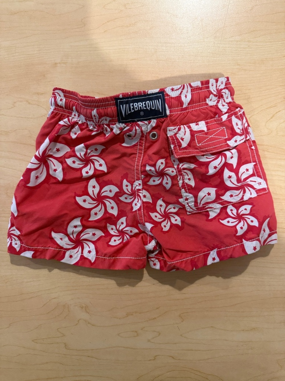 Vilebrequin VINTAGE Red Floral Bermuda Swim Shorts - 2T